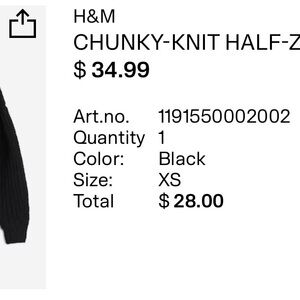 H&M Dark Gray Knit Half-Zip Sweater